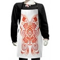 thumbnail image 1 of Ethnic Kids Apron, Illustration of Mayan Concept Symbolic Details, Boys Girls Apron Bib with Adjustable Ties for Cooking Baking Painting, Vermilion White, by Ambesonne, 1 of 2