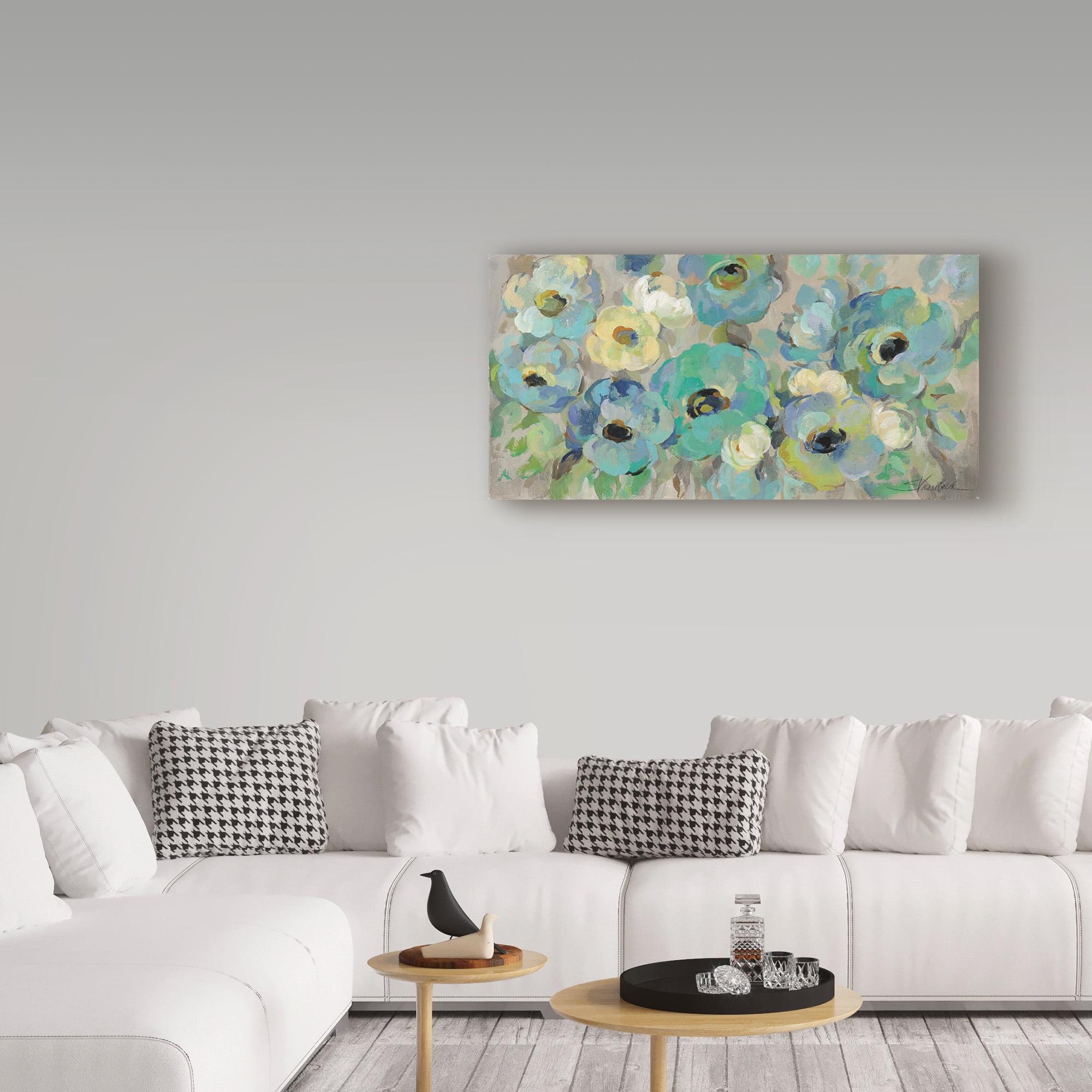 Silvia Vassileva 'Fresh Teal Flowers' Canvas Art