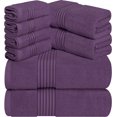 thumbnail image 1 of Juego de toallas Utopia Towels, 8 piezas, 100% algodón hilado en anillos, color ciruela, 1 of 8
