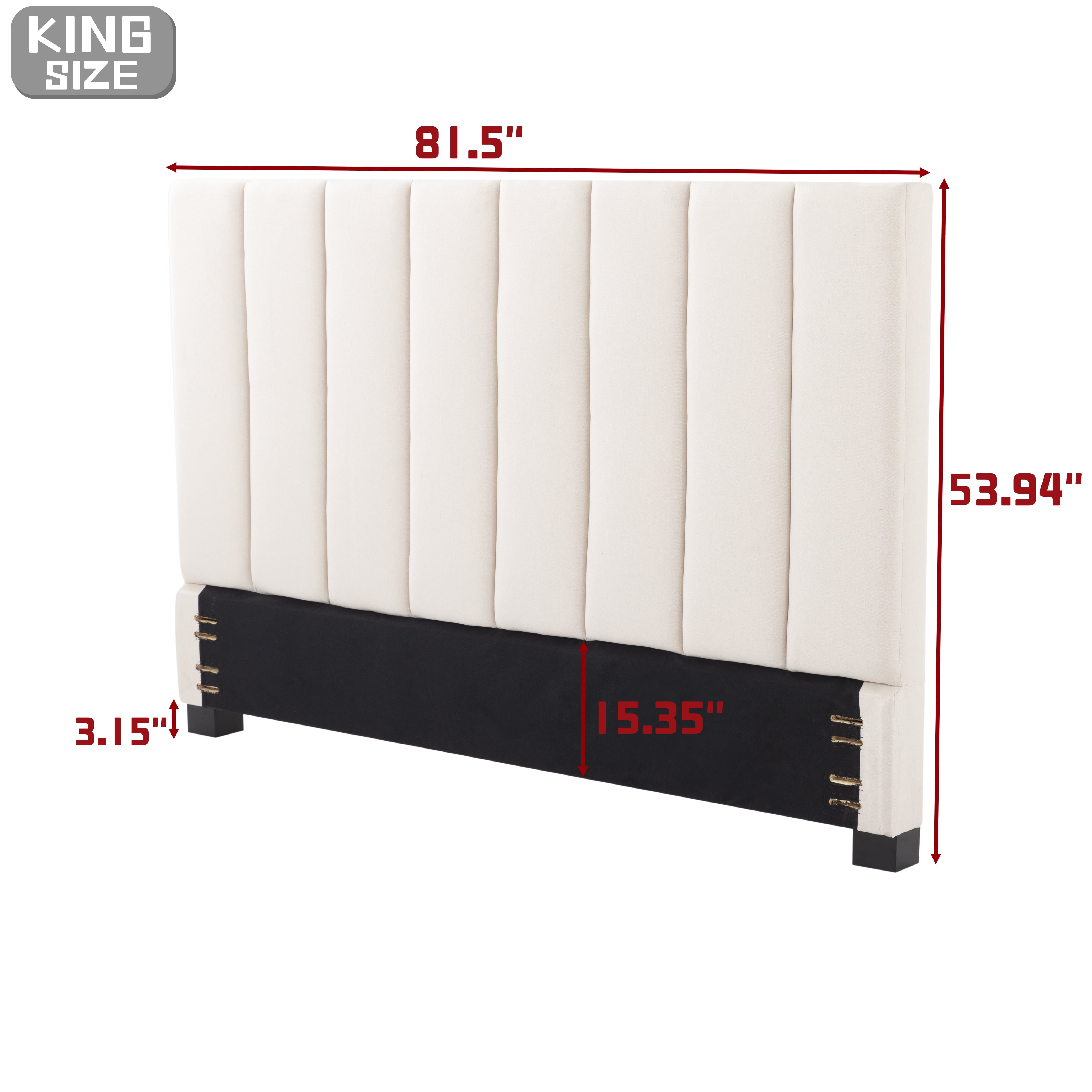 Gewnee King Size Linen Upholstered Panel Headboard, Contemporary Bedroom Furniture, Beige
