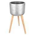thumbnail image 1 of ArtMaison Canada, Grand Vase en Argent avec Support, 12.5x27.5 Pouces / Grand Vase Moderne Rond Abstrait Neutre, 1 of 1