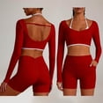 thumbnail image 2 of Workout Sets for Women Long Sleeve Backless Wrap Crop Tops and High Waisted Biker Shorts Summer 2 Piece Pilates Gym Yoga Sets, 2 of 8