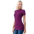 thumbnail image 5 of Simply Fashion Basic Crewneck Short Sleeve T-Shirts - Stretch Cotton Spandex,Plum,Small, 5 of 5