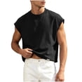 thumbnail image 2 of Men's Solid Color Sleeveless Tank Top, Crewneck Loose Fit Undershirt, Breathable Cotton Vest for Casual Summer Wear, 2 of 9