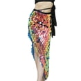 thumbnail image 2 of Women's High Waisted Sequin Maxi Skirt Shimmering Iridescent Mermaid Silhouette Side Split Long Skirt Elegant Tie Waist Cover Up For Cocktail Party Music Festival, 2 of 5