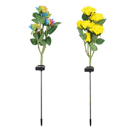 

npkgvia Solar Lights Outdoor Outdoor Lights Upgraded LED Solar Powered Light With 6 Rose Flowers 2pcs Led Lights Garden Decor Clearance Items
