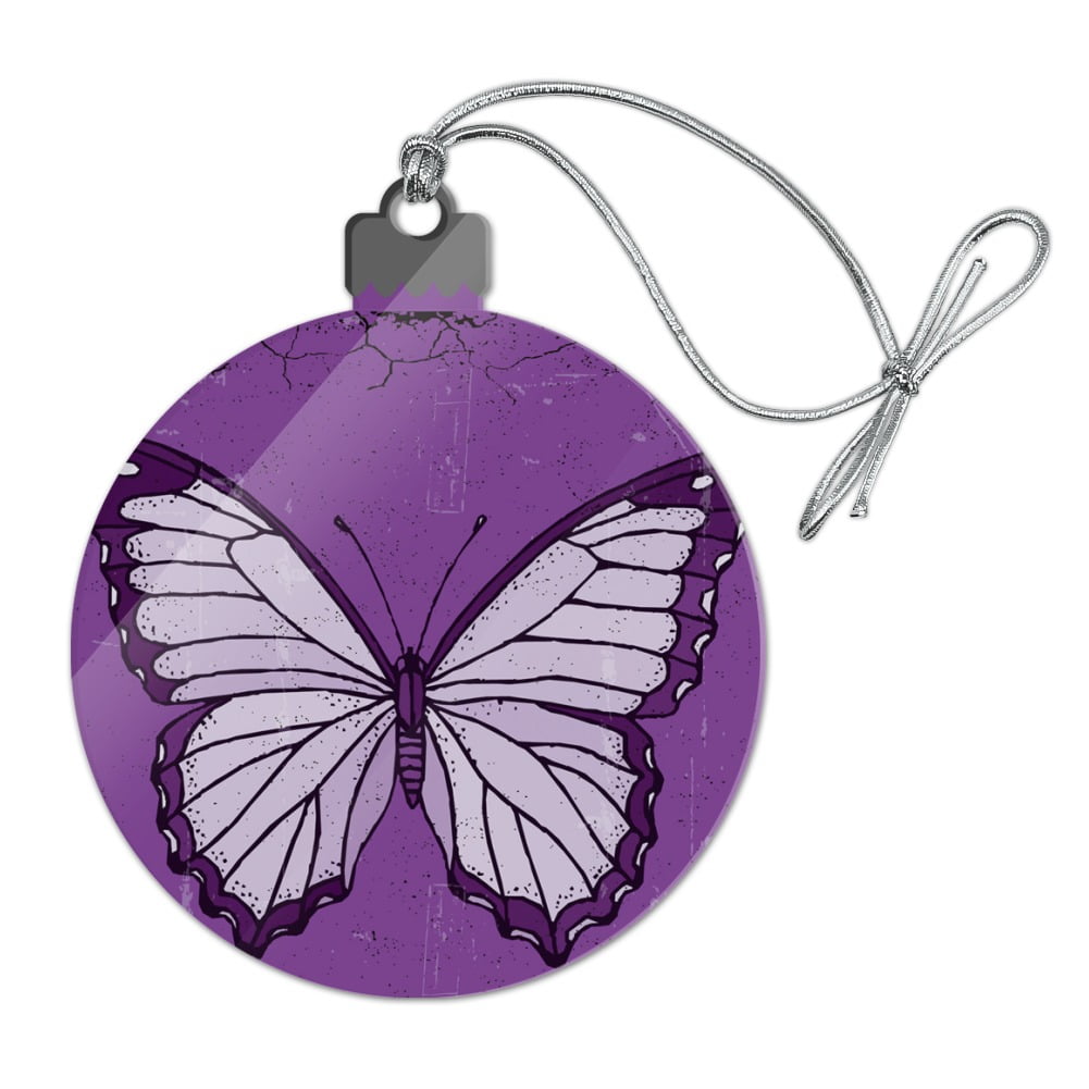 Butterfly Artsy Purple Acrylic Christmas Tree Holiday Ornament