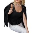 thumbnail image 3 of Women'S Ruffle Bubble Hem Tank Top Backless Sleeveless Patchwork Peplum Top Babydoll Shirts, 3 of 9