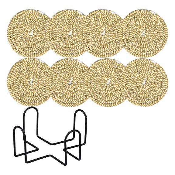 Absorbent Coasters Set with Holder, Minimalist Cotton Woven Coasters for Tabletop Protection, Non Slip Heat Resistant Drink Coasters, Home Bar Kitchen Accessories
