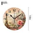 thumbnail image 2 of 14 Inch Wall Clock Battery Operated Silent Clock Decorative for Office, Kitchen, Outdoor, Living Room，Romantic Paris Eiffel Tower Floral Flowers Elegant, 2 of 4