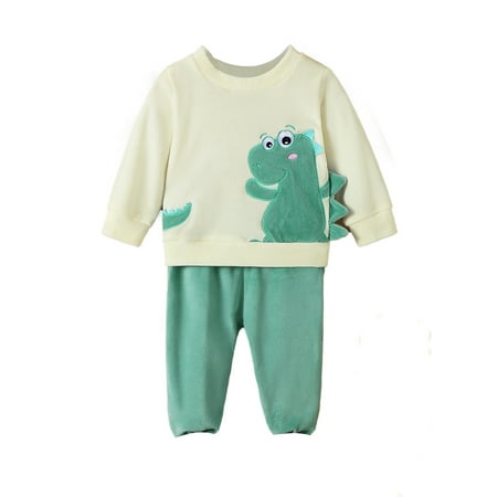 

Suealasg Toddler Boy Fall Winter Outfits Long Sleeve Dinosaur Print Sweatshirt + Long Pants Set 6M 1T 2T 3T Baby Boy Clothes 2Pcs Infant Boy Pants Sets