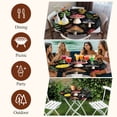 thumbnail image 6 of Red Mushroom Round Tablecloth 45-54 Inch Round Fitted Table Cloth with Elastic Edge, Retro Summer Botanical Leaves Black Waterproof Table Cover Protector for Outdoor Picnic Party Dining, 6 of 6