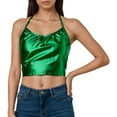 thumbnail image 2 of Bmisegm Tank Tops For Women Elegant Neck Tie Strap Sleek Sleeveless Camisole Regular Fit Waist Length For Casual Wear Summer Tops For Women Green_001 M, 2 of 5