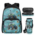 thumbnail image 2 of Bulopur Blue Tractor Traffic Print Kids Backpack Set 4 Pcs Lightweight Waterproof Kids School Backpack with Pencil Case and Water Bottle Cover for Vehicle Theme Kids, 2 of 8