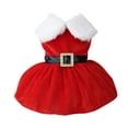 thumbnail image 6 of Cosplay Santa Claus Pet Dress - Belt Decoration, Bow Tie, Comfortable, Breathable - Party Accessory - Golden Velvet Christmas Festival Pet Skirt for Puppy, 6 of 8