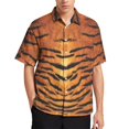 thumbnail image 3 of Camisa informal con estampado de rayas de piel de tigre para hombre, camisa hawaiana de vacaciones de manga corta, camiseta de gran tamaño para hombre, blusas, ropa, 3 of 5