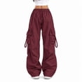 thumbnail image 3 of Womens Cargo Pants Elastic Wide Leg Baggy Pants Workout Sweatpants High Waisted Stretchy Casual Hiking Joggers 3XL, 3 of 4