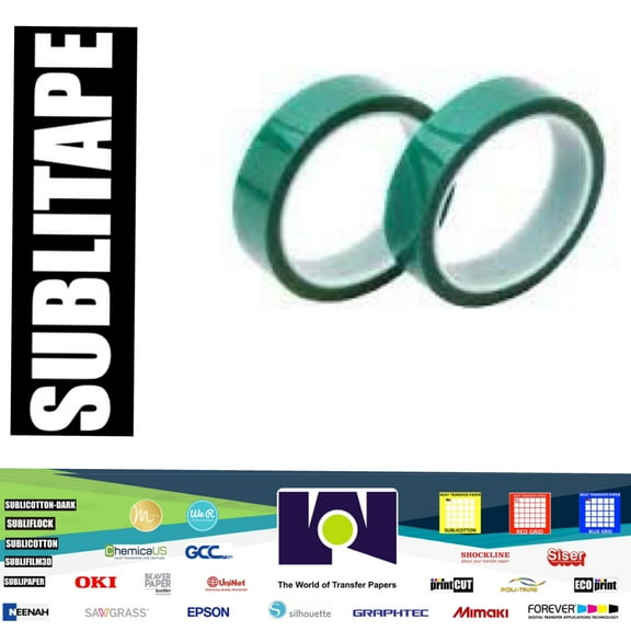 2 rolls Heat resistant tapes sublimation Press Transfer Thermal Tape 20mm*30m GREEN