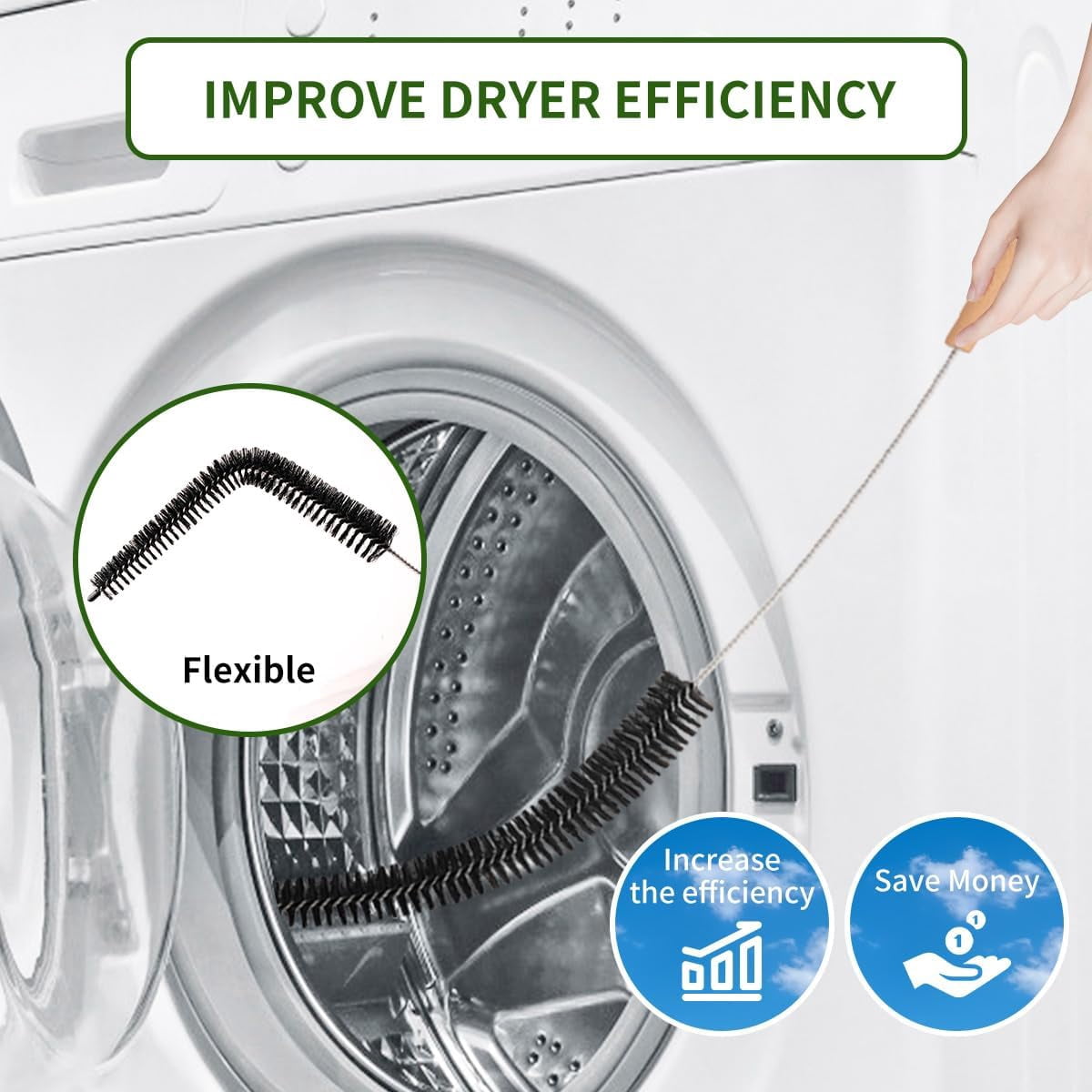 2 Pack Refrigerator Coil Cleaning Brush - 30 Inch Long Handle Dryer Lint Brush Vent Cleaner for Household Use, Duct Remover, Crevice Cleaning Brush, Washing Machine Cleaning Tools