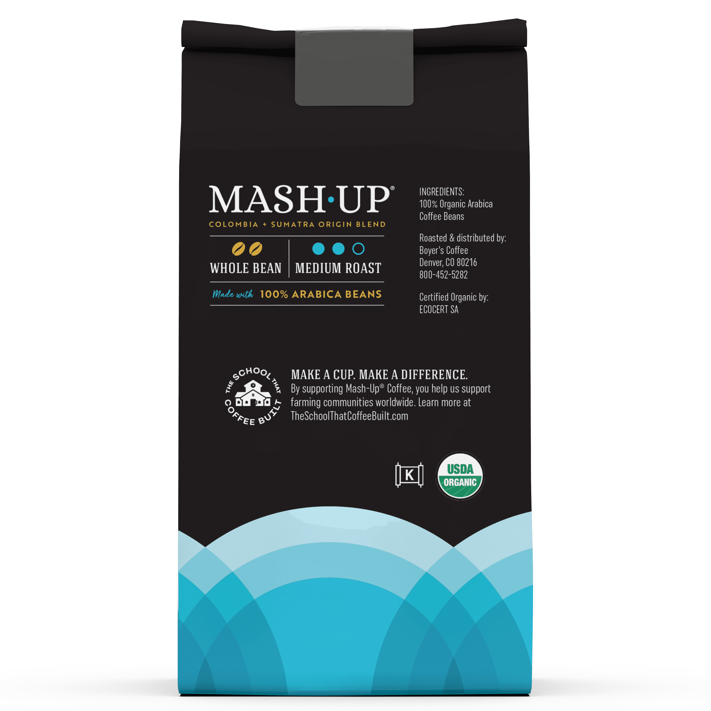 Mash-Up Colombia + Sumatra Blend, Organic Whole Bean Coffee, Medium Roast, 11 Oz