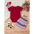 thumbnail image 5 of TAIAOJING Toddler Boys Girls Independence Day Letter Printing Romper Bodysuit Shorts Headbands Outfits, 12-18 Months, 5 of 7