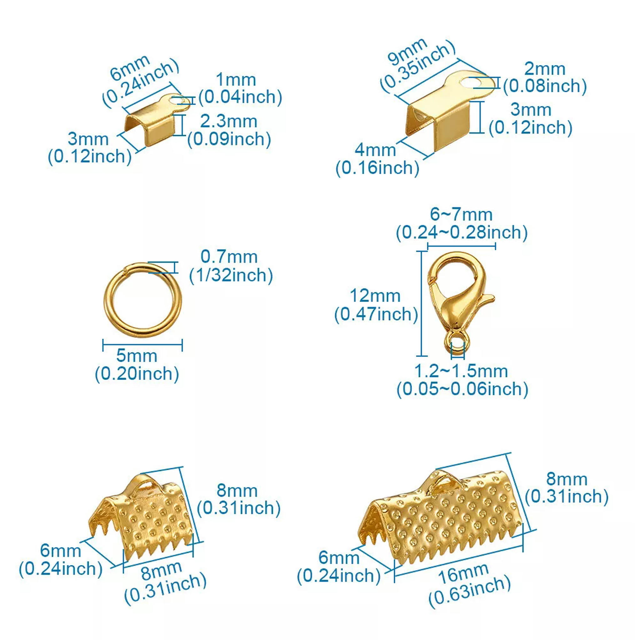 EOEMY 1 Box Iron Ribbon Ends Cord Ends Iron Jump Rings Zinc Alloy Lobster Claw Clasps
