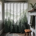 thumbnail image 6 of Green 60" Wide Shower Curtains Forest Tree Fabric Shower Curtain Nature Bathroom Decor with Hooks 60x72Inch, 6 of 6