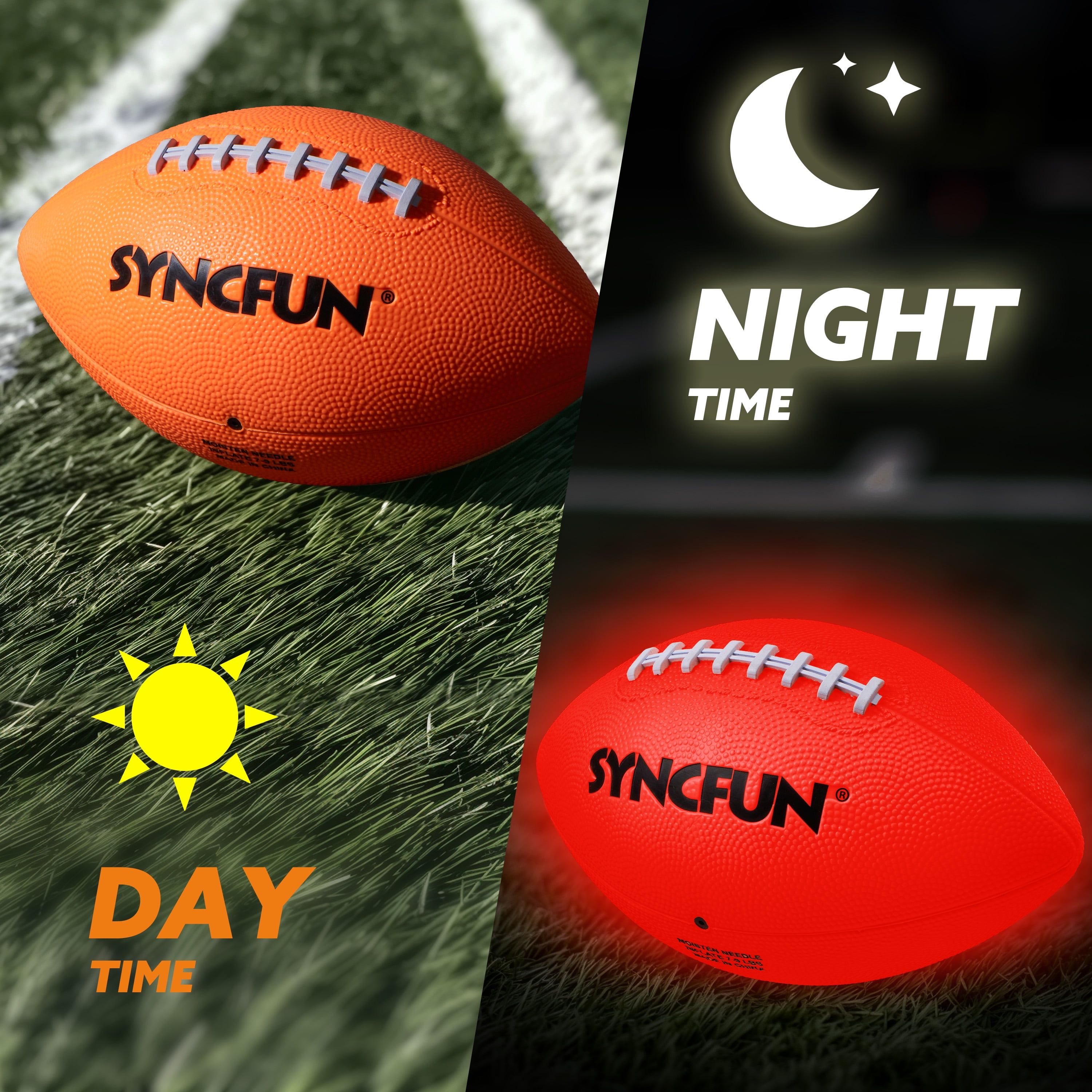 Glow in The Dark Football Light Up Led Football Birthday Gifts for Teen Boy Glowing Red Cool Football Stuff Outdoor Games for Evening Play Toys for Kids Ages 3 Old and up, Size 6