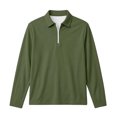thumbnail image 4 of Mooqilaa Boys Long Sleeve Polo Shirts, Collared Half Zip School Uniform Casual Fall Tops Army Green Size 12-13T, 4 of 8