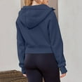 thumbnail image 3 of Linfrsh Womens Lined Half Zipper Sweatshirts Funnel Neck Long Sleeve Oversized Pullover Hoodies with Thumb Holes Navy,XL, 3 of 4