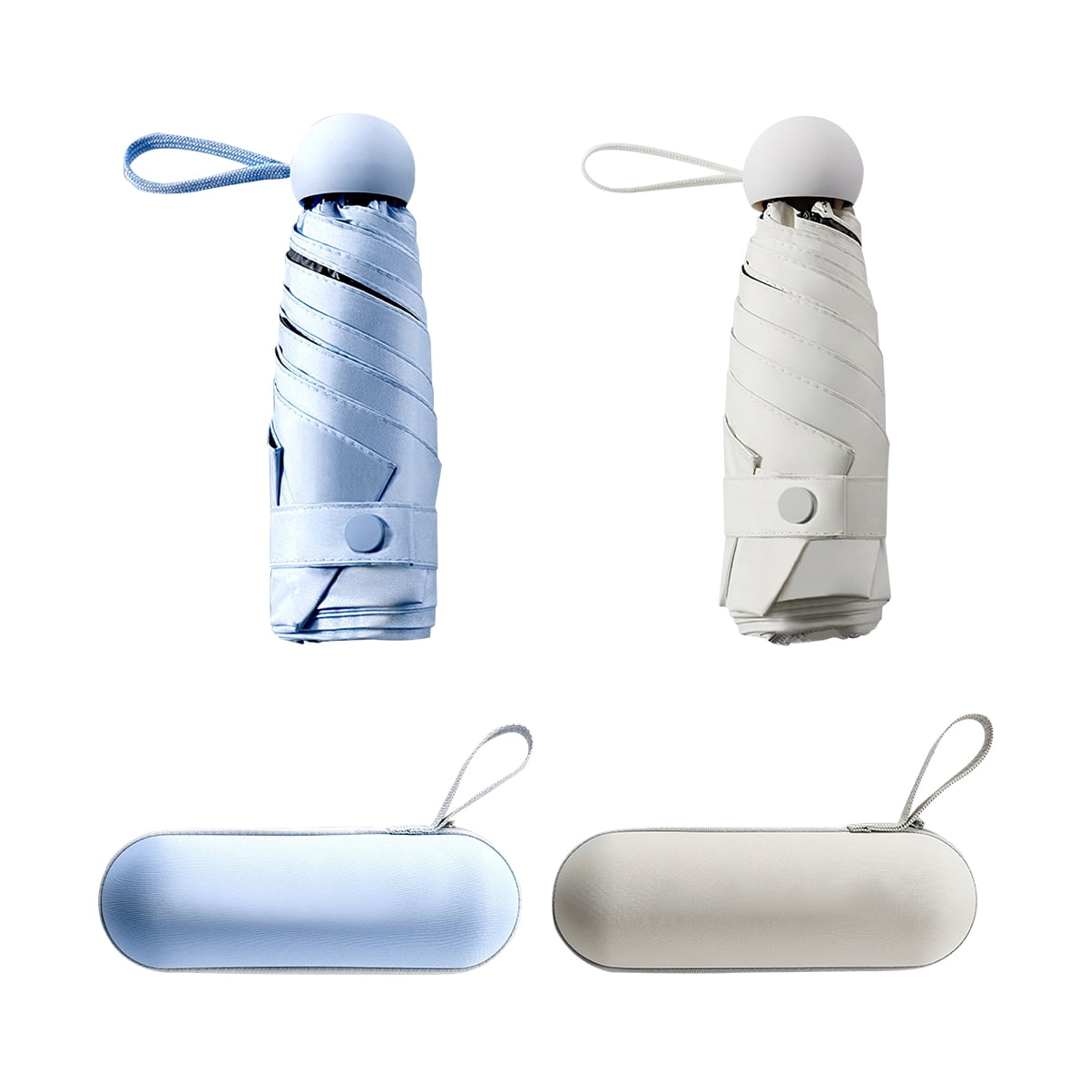 Kepooman 2 PACKS Windproof Travel Capsule Umbrella, 8-Bone Sunscreen Umbrella, Auto Open Close Lightweight Sun & Rain Umbrella with Case, White & Blue Kepooman 2 PACKS Windproof Travel Capsule Umbrella, 8-Bone Sunscreen Umbrella, Auto Open Close Lightweight Sun & Rain Umbrella with Case, White & Blue