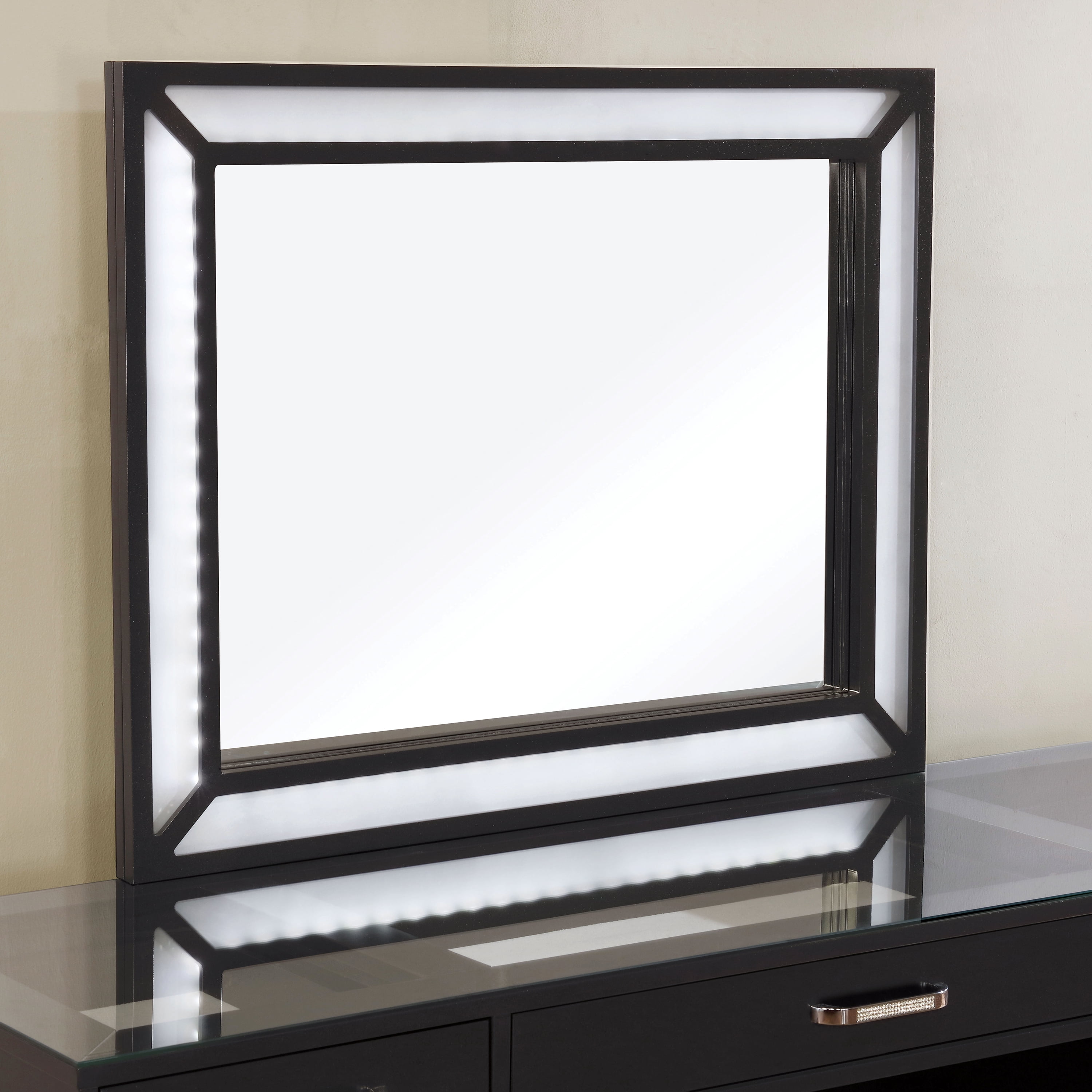 Furniture of America Carzen 3-Piece LED Vanity Set, Obsidian Gray