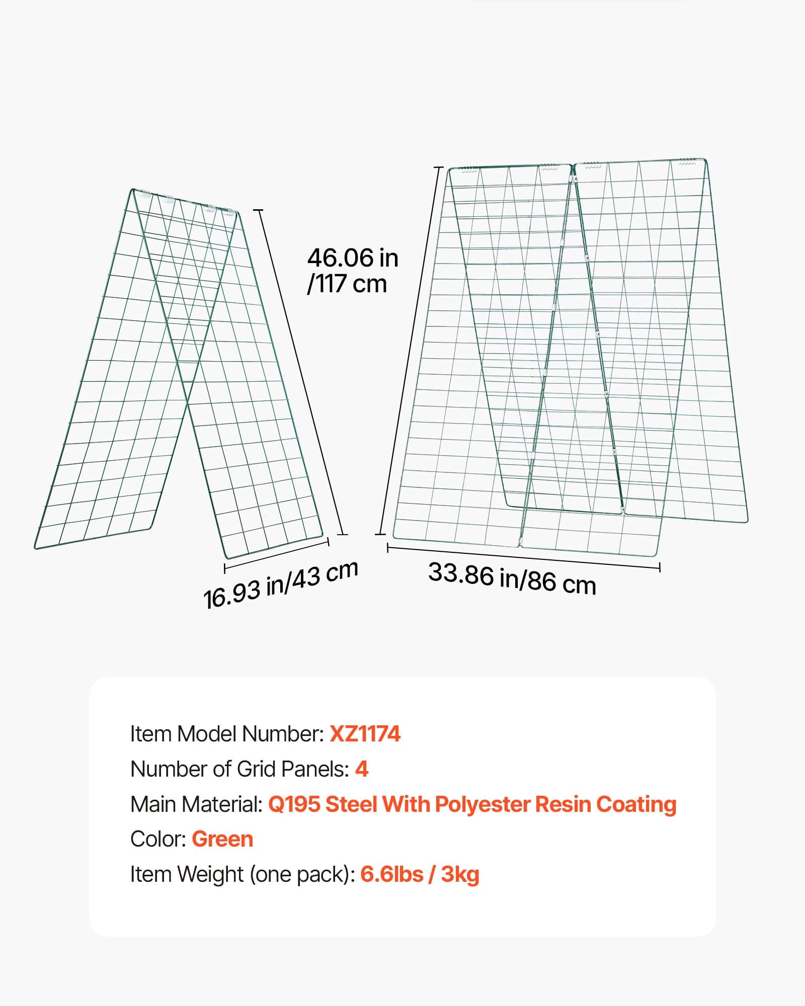 VEVOR Cucumber Trellis 4 Pack, A-Frame Garden Trellises for Raised Bed, Metal Rustproof Coating Plant Support for Vine, Climbing Plants, Peas, Beans, Zucchini, Tomato, Flower(46.06 x 16.93 in x 4PCS)
