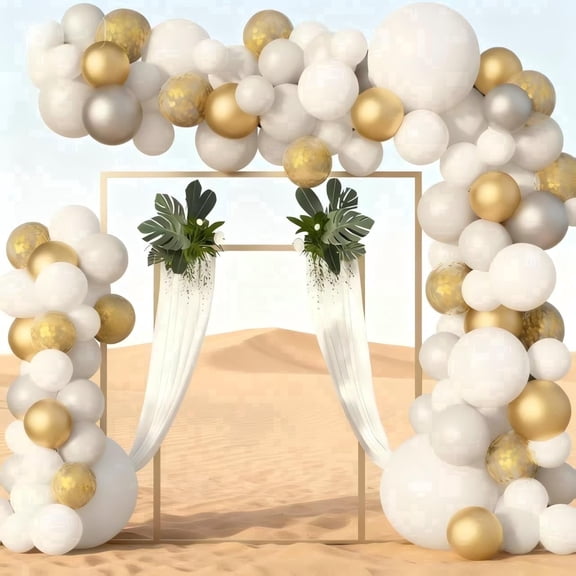 Balloon Garland Arch Kit with White Gold Color,135 Pieces for Wedding, Graduation, Birthday, Party Decorations,Baby Shower