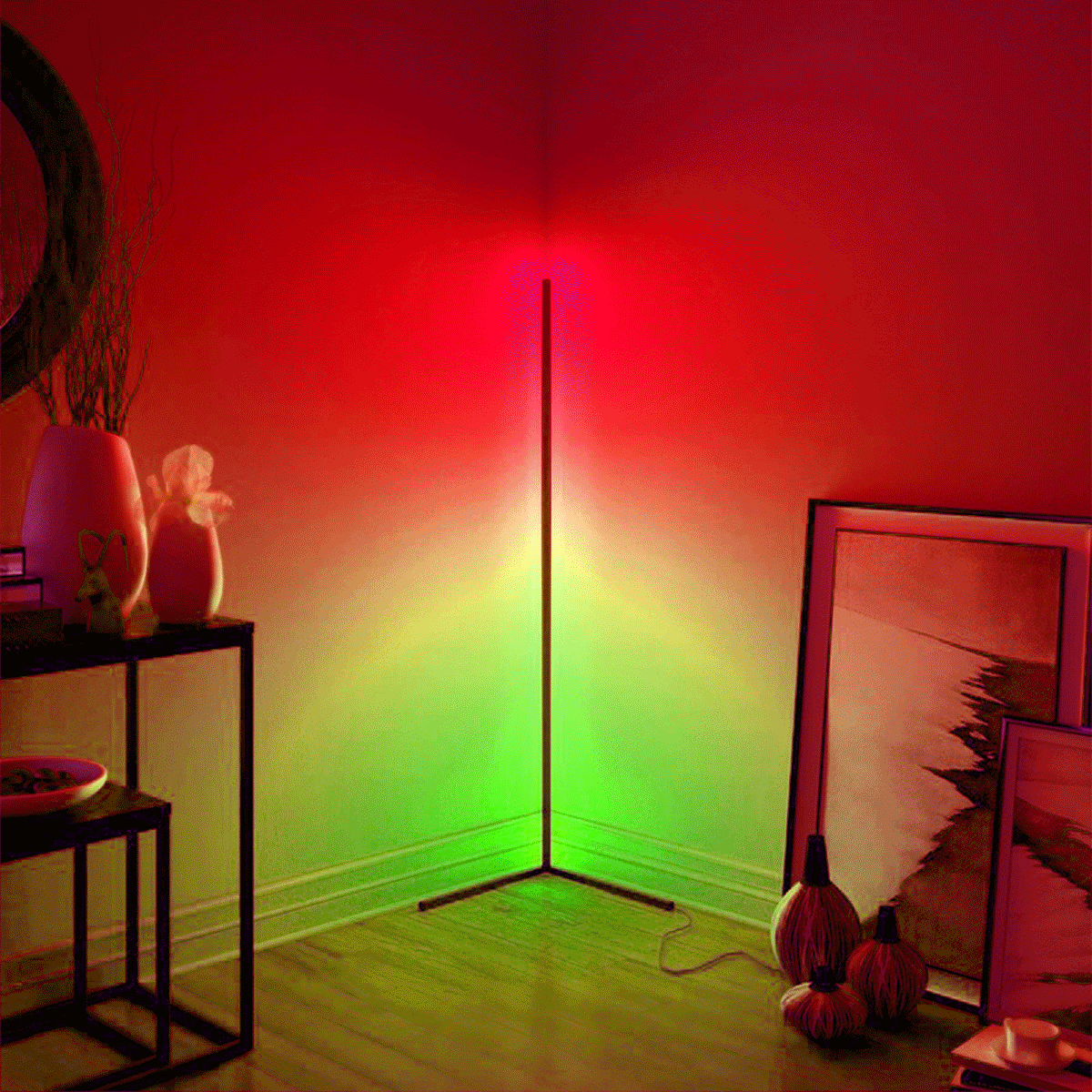 MOPHOTO LED Corner Floor Lamp, RGB Color Changing Modern Floor Lamp, 56"  Tall-Black - Walmart.com