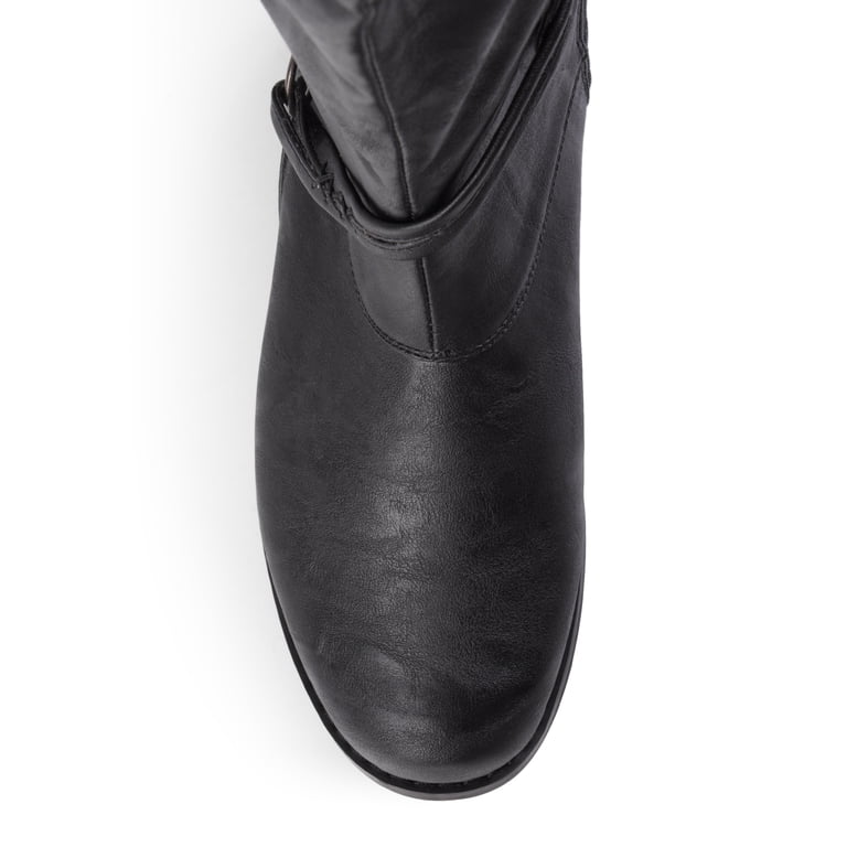 Bottes Mi-mollet Journee Collection - Noir, Taille 9 US, Talon Plat, Daim, Neuves Sans Boîte