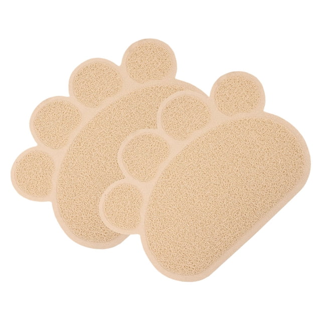 CRAFTHROU 2 Pcs Tapis d'Alimentation pour Chat PVC Beige Design Simple pour Fournitures pour Chat