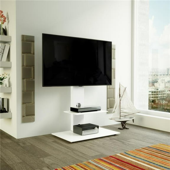 AVF Lesina TV Floor Stand with TV Mounting Column for 32" to 65" TVs in White