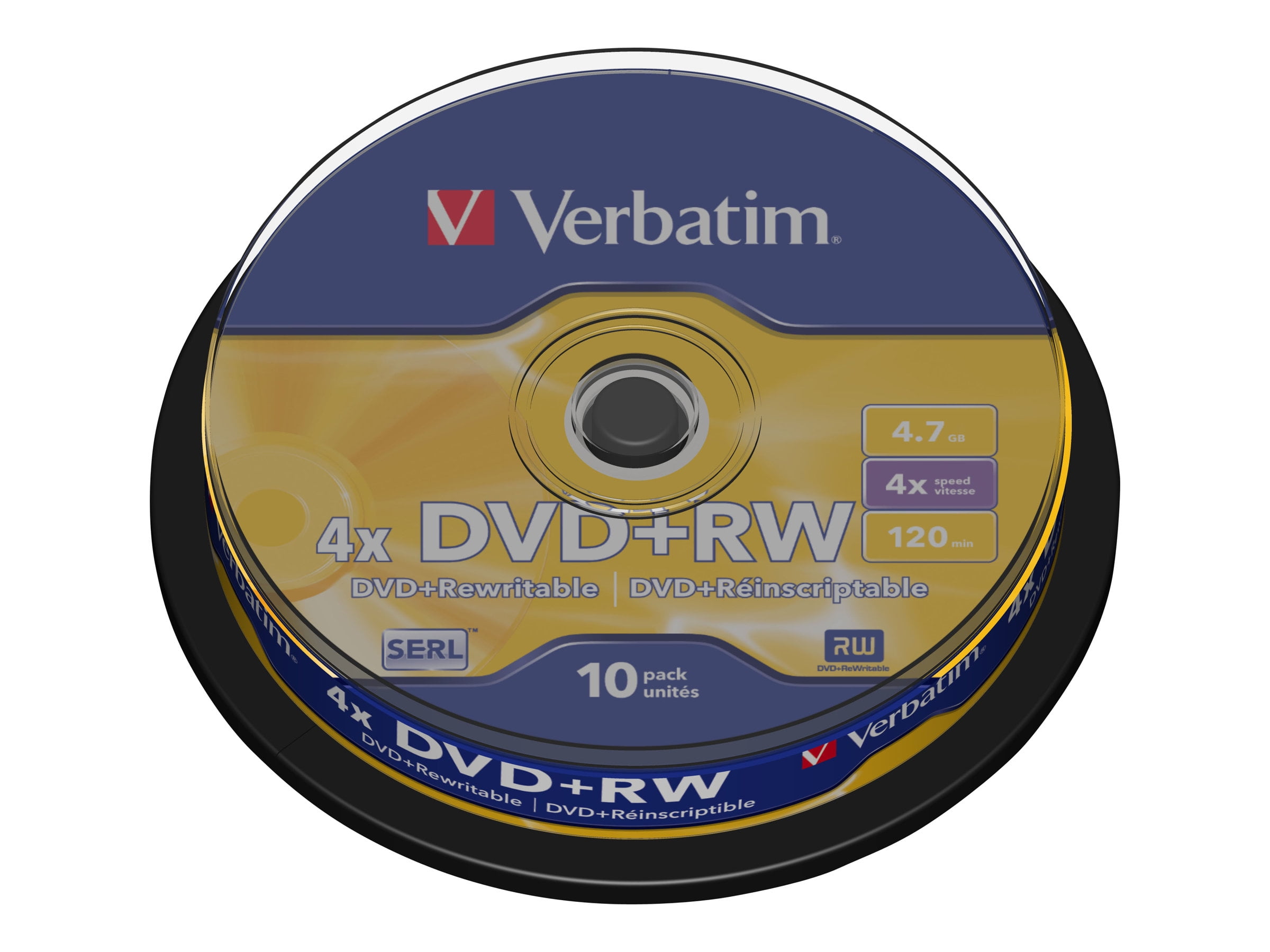 Verbatim - 10 x DVD+RW - 4.7 GB (120min) 4x - matte silver - spindle