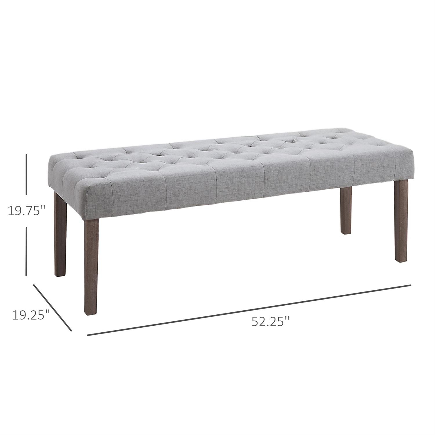 Demi Bonn 52" Upholstered Ottoman Bench with Modern Design for Living Room, Bedroom, Fashionable Tufted Style, Gray