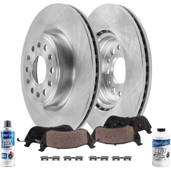 Detroit Axle - Rear Brake Kit for 2019-2025 Ram 1500 Disc Brake Rotors Ceramic Pads: 14.76" Rotor