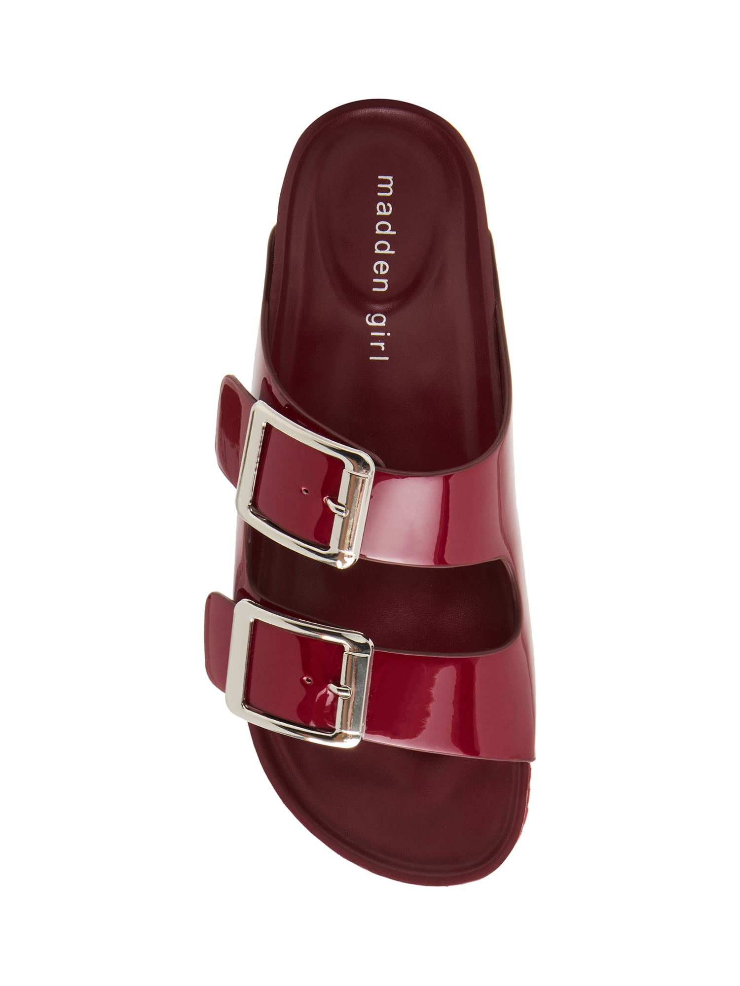 Madden Girl Women's Bodie Two Strap Buckle Footbed Sandals