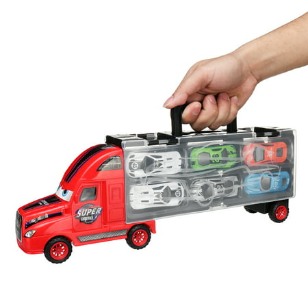 Best Choice Products Kids 2-Sided Transport Car Carrier Semi Truck Toy with 12Cars -