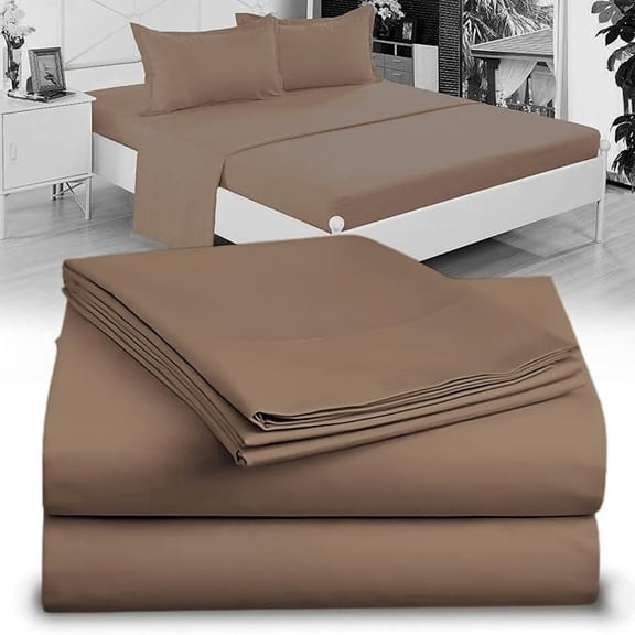 Twin Sheet Set - 1800 Ultra-Soft Microfiber Twin Bed Sheets - Double Brushed - Deep Pockets - Easy Fit – Wrinkle Free - Comfy - 3 Piece Set - Bedding Sheets & Pillowcases (Twin, Mocha)