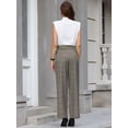 thumbnail image 5 of DARING DIVA Women's Plaid Vintage Wide Leg Trousers for Work XX-Large Grey Brown, 5 of 7