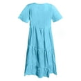 thumbnail image 4 of Sngxgn Women's A Line Midi Dress Straps V Neck Slit Party Slip Dress(Sky Blue,L), 4 of 5