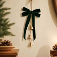 thumbnail image 5 of 2026 Christmas Home Party Decoration Christmas Ornament Bow Knot Hanging Decoration With Golden Bells Vintage Hanging Pendant For Xmas Tree Wall Door Holiday Party Decor, 5 of 5