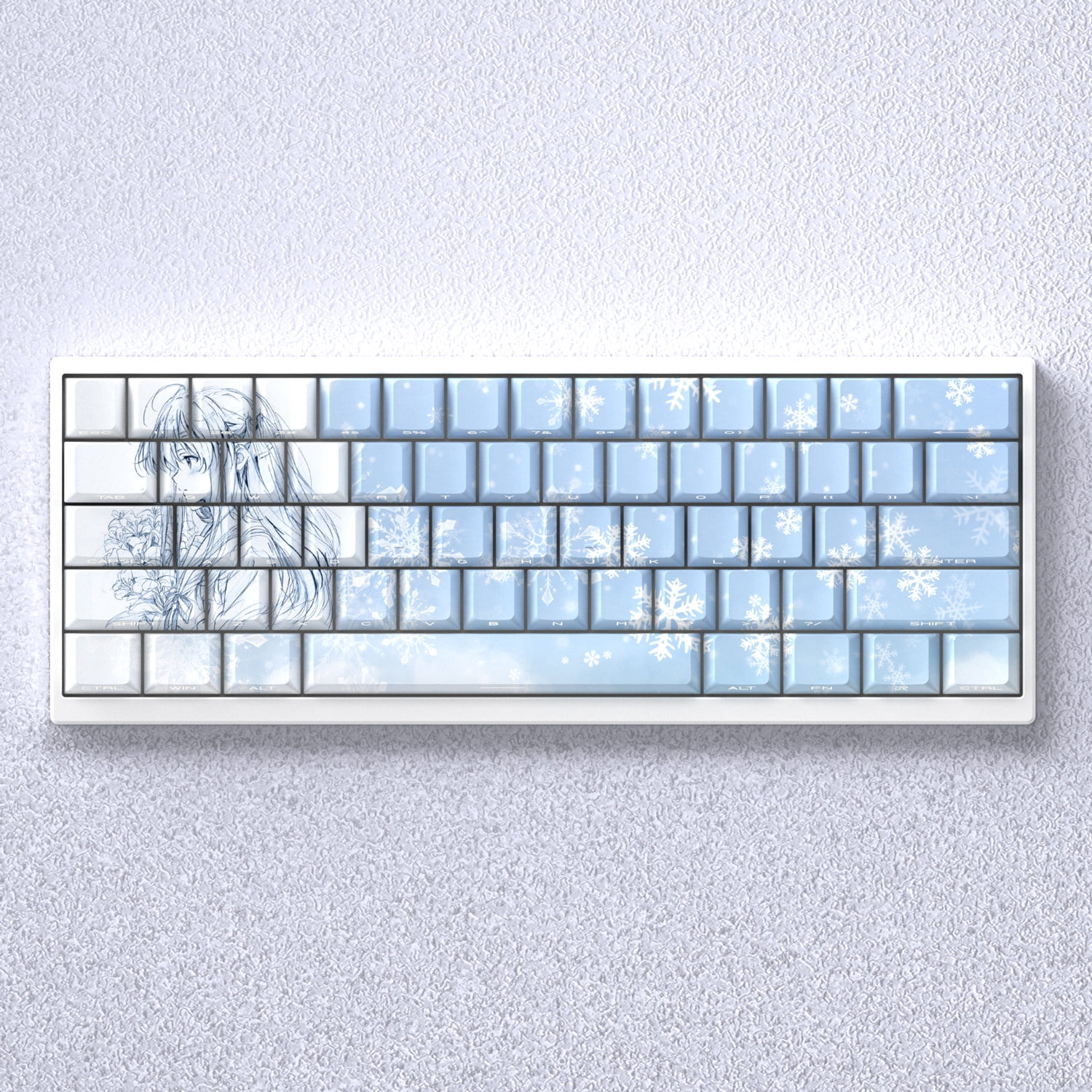 Yukino Side-Printed Shine-Through Keycaps, PBT Dye-Sublimation Keycap Set Compatible with Ace68/mad60/Wooting 60HE/ATK68/A75 Mechanical Keyboards