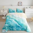 thumbnail image 2 of Erosebridal Ocean Beach Bedding Twin Comforter Set,Teal White Down Comforter,Sea Waves Decor,Lightweight,2-Piece, 2 of 8