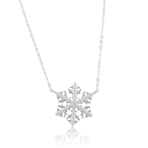 SilverCloseOut Sterling Silver CZ Snowflake Charm Necklace